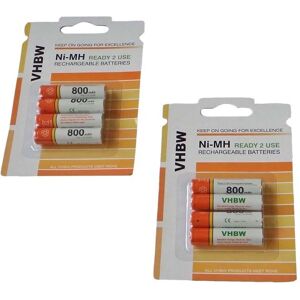 VHBW 8 x aaa, Micro, R3, HR03 Akku 800mAh kompatibel mit Audioline BigTel 200, 202, 280, Bullet 200, 280, 282, Master 300, 380, 382, 383, Matrix 400, 480