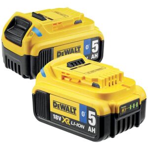 DeWALT Ersatz-Akku DCB284B-XJ - 2 x Bluetooth-Akku 18 V / 5 Ah Li-Ion XR Doppelpack - robuster Schiebe-Akku für jeden Baustellen-Einsatz