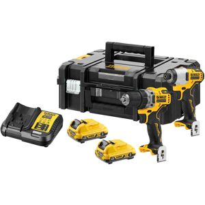 DeWALT Akku-Schrauber-Set DCK2110L2T-QW 12 V inkl. 2x 3 Ah Akkus mit Kapazitätsanzeige, System-Schnellladegerät, TSTAK-Box II