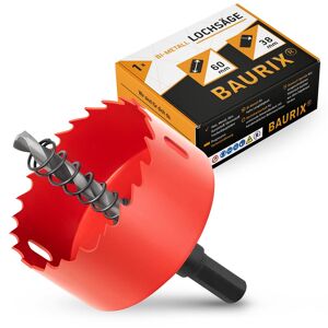 Baurix® Bi-Metall-Lochsäge [60mm] I Ultimative Bohrkrone Für Trockenbau, Holz, - Sehr Gut Rot Ø 60 mm