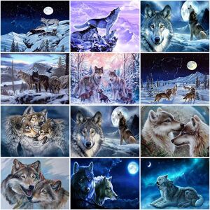 Fiyo 5d-Diamantgemälde, Wolf, Mond, Rund, Diamant-Stickerei, Kreuzstich, Mosaik, Diy, Strass