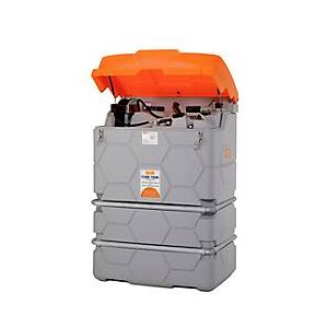 Schmierstofftankanlage CEMO CUBE Outdoor Premium, 230 V Elektropumpe, 15 m Schlauch, Klappdeckel, 1000 l Volumen