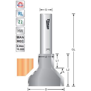 Titmann Abkantfasefräser Unterschnitt HW S=12 D36/16 45°