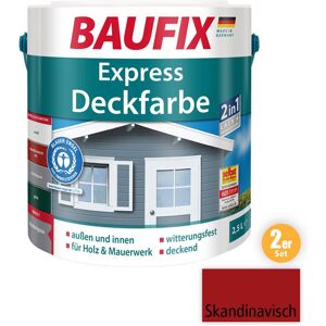 Baufix 2in1 Express Deckfarbe skandinavisch 2,5 L rot 2-er Set