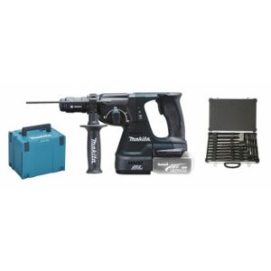 Makita DHR243ZJB im MAKPAC Black Edition + Bohrer-Meißel-Set 17-tlg. D-42444