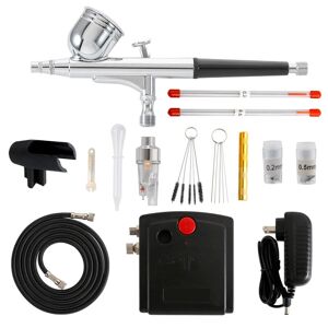 High Discount AGILE TC-100 Mini luftpumpe Airbrush sæt med kompressor 0.3mm sprøjte Airbrush Kit til søm Airbrush til model / kage / bilmaling - sort