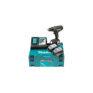 Makita DHP482F3JB - Hammerbor/skruemaskine - ledningfri - 2-hastigheders - nøgleløs borepatron 13 mm - 62 N·m - 3 batterier, inkluderet oplader - 18 V