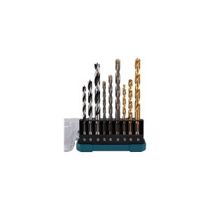 Makita - Borebitsæt - for træ, metal, murerarbejde, mursten - twist-bit, stiftpunktbit - 9 stykker - 5 mm, 6 mm, 8 mm