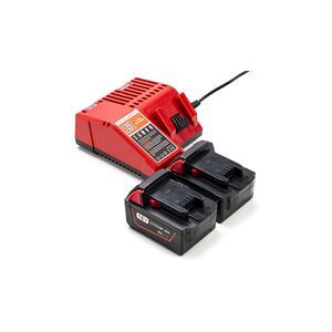 2x Milwaukee M18 B4 batterier + oplader (18 V, 4 Ah)