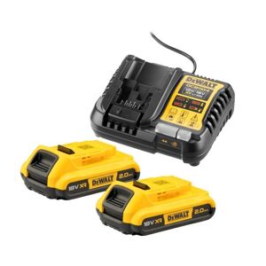 Dewalt 18v Xr Batterisæt, 2 X 18 V/2,0 Ah Og Lader