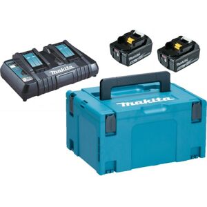 Makita Lxt Batterisæt Med Dobbelt Lader Og Kasse,  2x18v/5,0ah M.