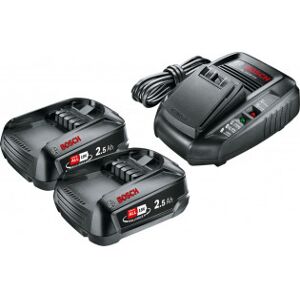 Bosch 18v Li-Ion -Batteriladerpakke, 2 X 2,5 Ah Batteri Og Al 1830 Cv-