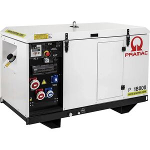 Pramac Generador eléctrico serie P, diésel, 400 / 230 V, P 18000 - potencia COP 10,25 kVA (230 V) / 16,42 kVA (400 V), 9,23 / 13,14 kW