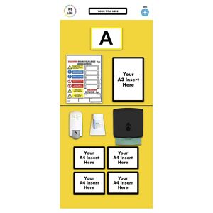 kaiserkraft Cartel informativo para etiquetado individual de estanterías, desinfección, H x A 2000 x 900 mm, amarillo