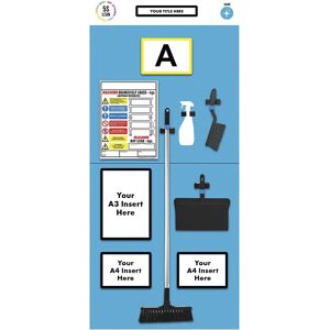 kaiserkraft Cartel informativo para etiquetado individual de estanterías, limpieza, H x A 2000 x 900 mm, azul