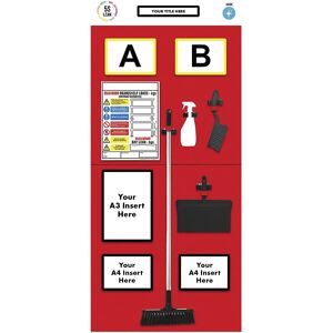 kaiserkraft Cartel informativo para etiquetado doble de estanterías, limpieza, H x A 2000 x 900 mm, rojo
