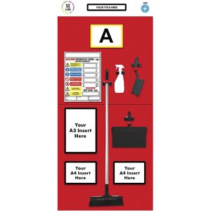 kaiserkraft Cartel informativo para etiquetado individual de estanterías, limpieza, H x A 2000 x 900 mm, rojo