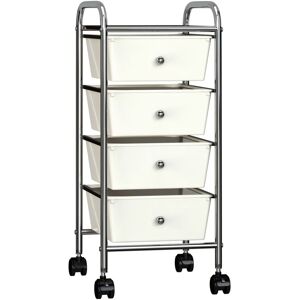 vidaXL Carrito de almacenaje portátil 4 cajones plástico blanco