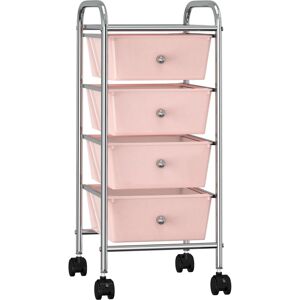 vidaXL Carrito de almacenaje portátil 4 cajones plástico rosa