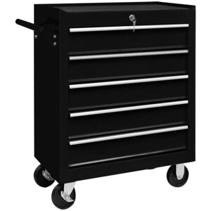 vidaXL Carrito caja de herramientas 5 cajones negro