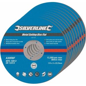 Silverline 10 Discos de corte para metal. Ø115 x 3 mm