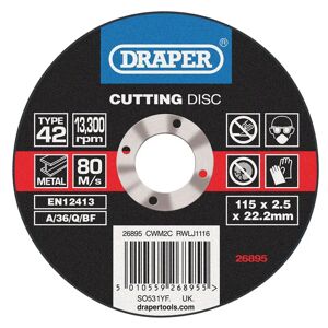 Draper Disco de corte para metales con centro hundido Ø115 x 2.5 mm. Reforzado