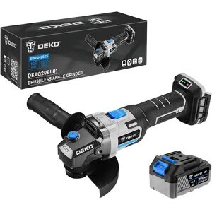 Amoladora a batería (Brushless) Deko Tools 20V + batería 4Ah.