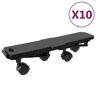 vidaXL Plataformas móviles con 4 ruedas 10 uds PP negro 170 kg