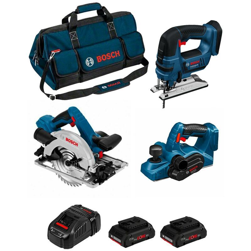 BOSCH Kit PSB3WM2CP (GST 18V-LI B + GKS 18V-57G + GHO 18V-LI + 2 x 4,0