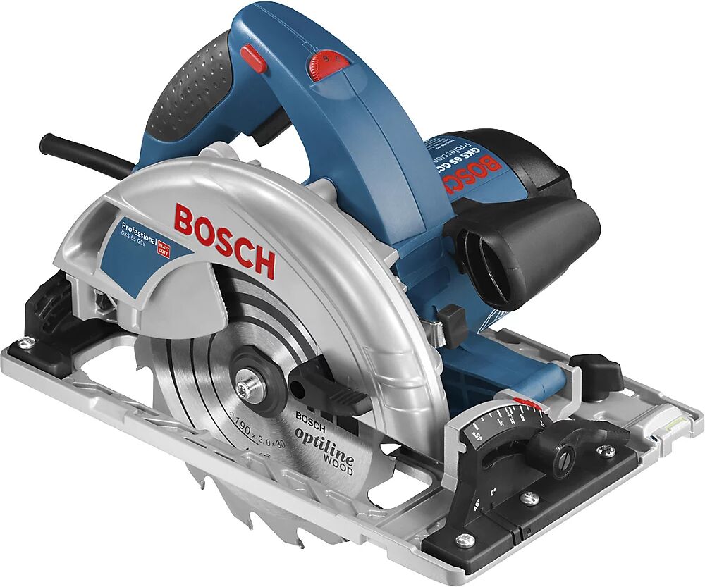 Bosch Sierra circular de mano GKS 65 GCE Professional, en L-BOXX con unidad de aspiración de polvo como accesorio, 88 dB(A)