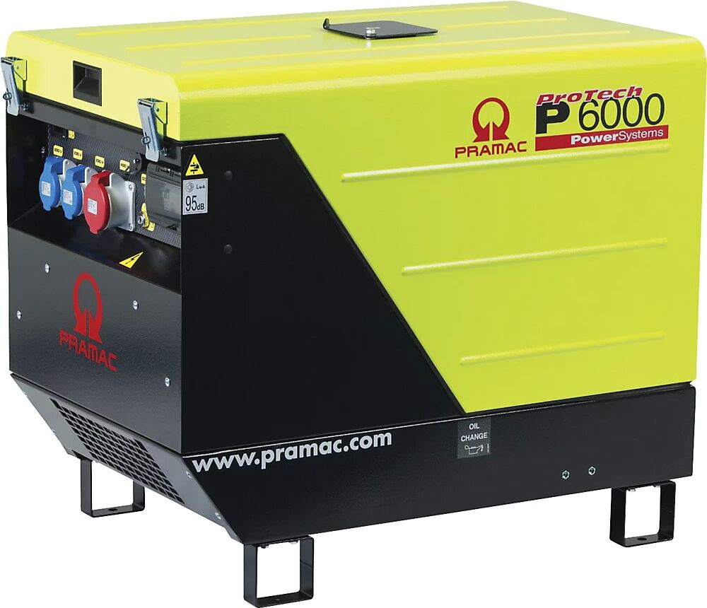 Pramac Generador eléctrico serie P, diésel, 400 / 230 V, P 6000 - potencia COP 5,2 kVA (230 V) / 6,5 kVA (400 V), 2,7 / 4,5 kW