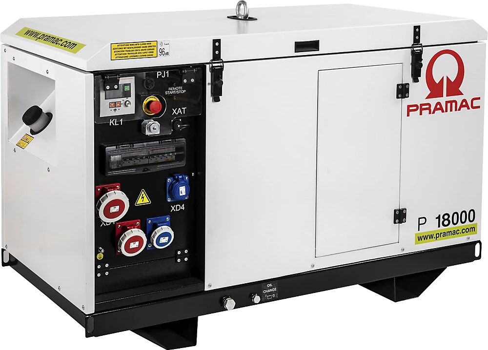 Pramac Generador eléctrico serie P, diésel, 400 / 230 V, P 18000 - potencia COP 10,25 kVA (230 V) / 16,42 kVA (400 V), 9,23 / 13,14 kW