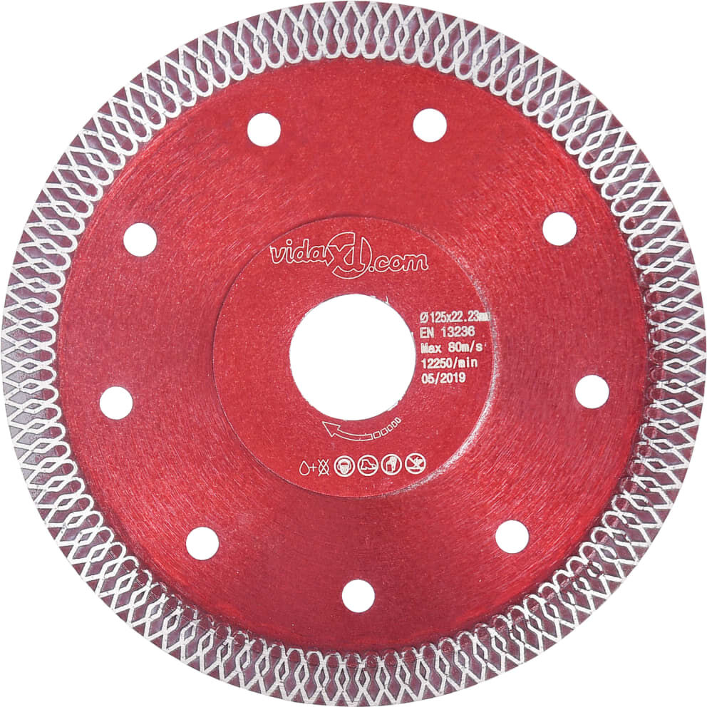 vidaXL Disco de corte de diamante con agujeros acero 125 mm