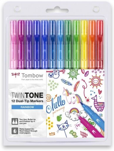 Tombow Rotuladores  TwinTone Dual Arco Iris 12 colores