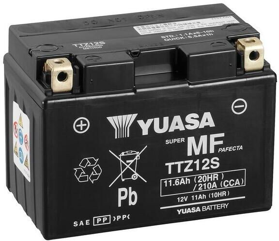 YUASA Batería  sin mantenimiento  con acid pack - TTZ12S Batería libre de mantenimiento -