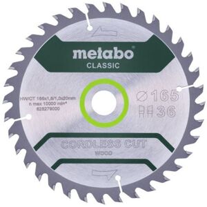 METABO Lame de scie bois coupe sans fil classique 165x1610x20 Z36 WZ 15° 628279000