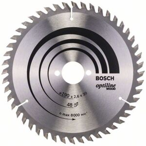 Lame de scie circulaire portative Optiline Wood Ø 190 AL 30 mm 48 Dents BOSCH 2608640617