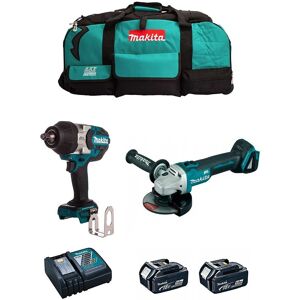 MAKITA Kit MK214 (Clé à Chocs DTW1002 + Mini-Meuleuse DGA504 + 2 Batteries de 5,0 Ah + Chargeur + LXT600) - Publicité