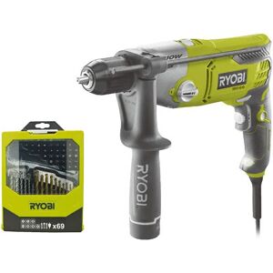 Pack RYOBI Perceuse à percussion RPD1010K - 1010W - Coffret de 69 accessoires - RAK69MIX