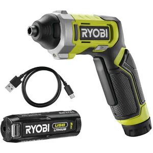 Tournevis RYOBI 4V USB Lithium - 1 batterie 2,0Ah - coffret 10 embouts - RSD4-120T