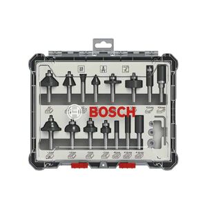 BOSCH Kit de 15 fraises mixtes à queue de 8mm - 2607017472