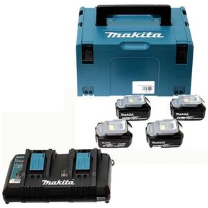 MAKITA Pack 4 batteries 18V 6Ah + chargeur DC18RD + MakPac - 198091-4