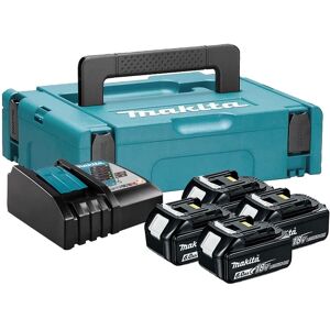 MAKITA Pack 4 batteries 18V 6Ah + chargeur DC18RC + MakPac - 198140-7 - Publicité