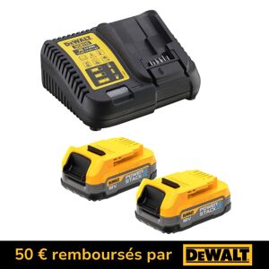 DEWALT Pack 2 batteries + chargeur Powerstack 18V 1.7Ah - DCB115E2-QW - Publicité