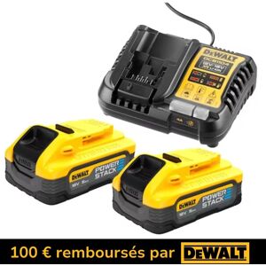 DEWALT Pack 2 batteries POWERSTACK 18V 5Ah + chargeur - DCB1104H2-QW