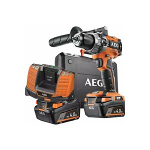 AEG - Perceuse à percussion Brushless 18V - 2 batteries 4.0Ah - 1 chargeur BSB18C2BL-402C - Noir et orange - Publicité