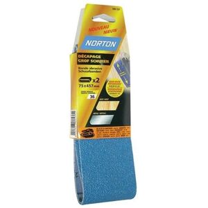 Bande abrasive - blue tech - lot de 2 - grain 50 - 75x457 mm - Norton