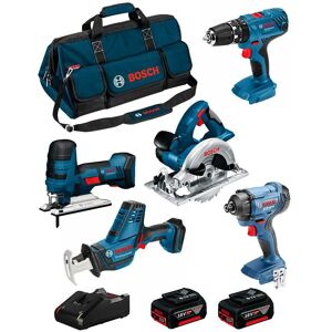 Bosch - Kit 18V BK502BAG (gsa 18 v-li c gst 18 v-li s gks 18 v-li gsb 18V-21 gdr 18V-160 2 x 5,0 Ah GAL18V-40 Sac) - Publicité