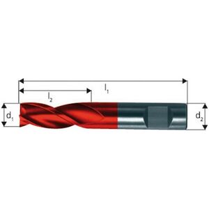 Guhring - Microfraise extra courte, 3 dents, 45°, en carbure monobloc, Fire, ø d1 - h10 : 1,00 mm, Long. totale l1 38 mm, Long. coupe l2 2 mm