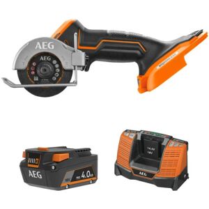 AEG - Pack 18V - Mini scie multi-matériaux Brushless - Batterie 4.0 Ah - Chargeur - Publicité